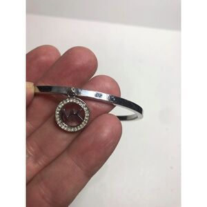 1515 Michael Kors silver tone MK CZ Logo sparkle bangle Bracelet